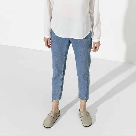 NWT Authentic Birkenstock Boston Suede Clog with Soft Footbed in Taupe - Picture 8 of 12